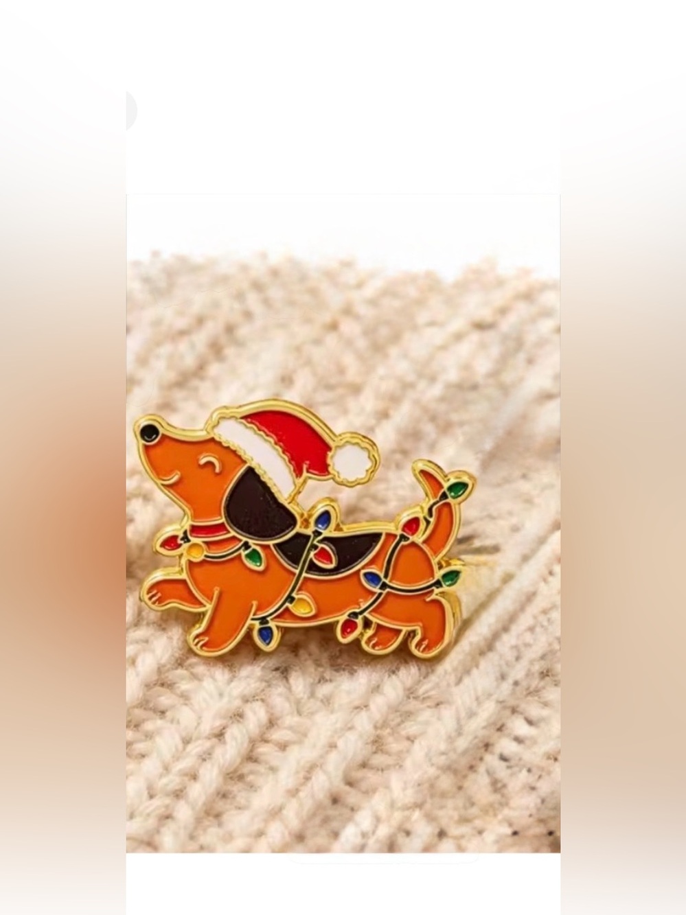 Brown Dachshund Puppy Metal & Enamel Pin w/Butterfly Clasp